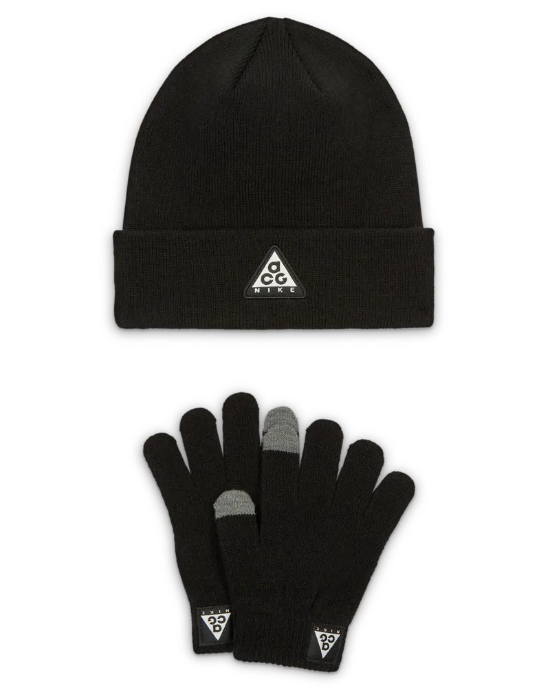 Nike ACG Core Peak 2-teiliges Beanie-Set für ältere Kinder - Schwarz Schwarz
