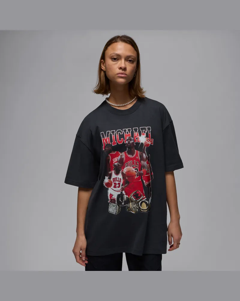 Jordan kurzärmliges Oversize-T-Shirt mit Grafik (Damen) - Schwarz Schwarz