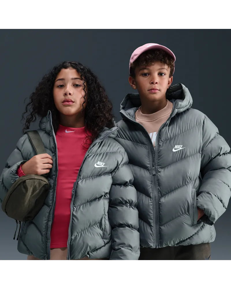 Nike Sportswear All Day Play Therma-FIT-Puffer-Jacke mit weiter Passform (ältere Kinder) - Grau Grau
