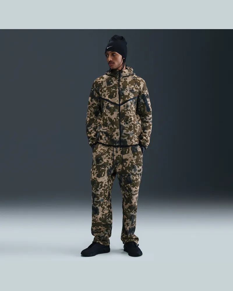 Nike Tech Fleece-Camo-Hose mit offenem Saum (Herren) - Braun Braun