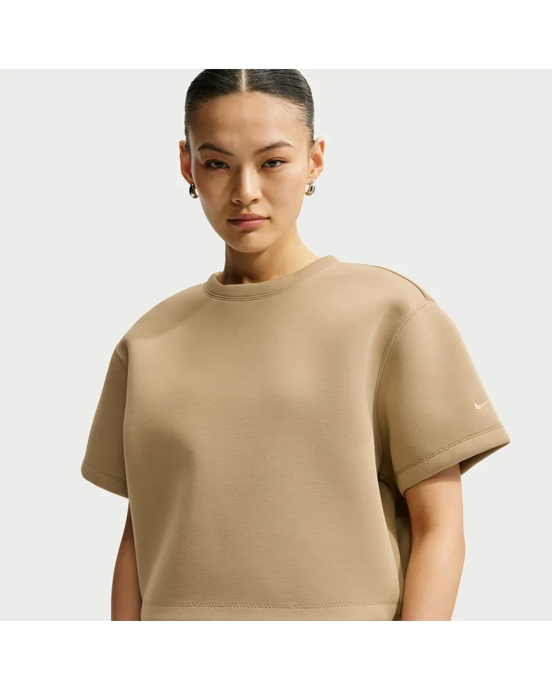 Nike Pregame Fleece Oversize-Top mit verkürztem Schnitt (Damen) - Braun Braun