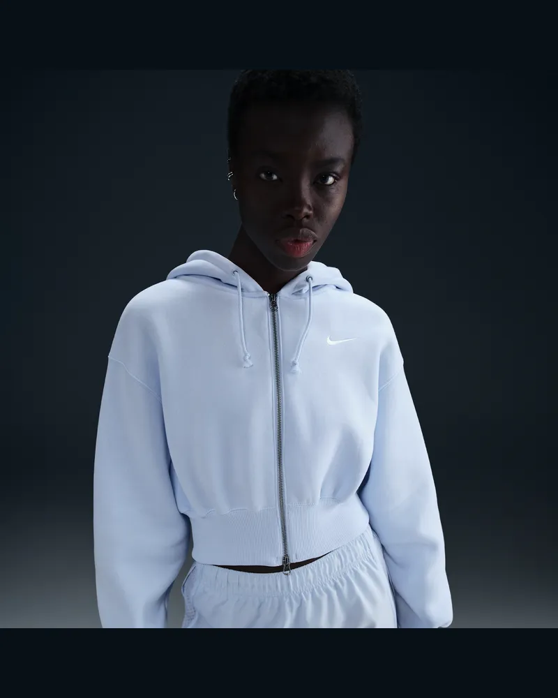 Nike Sportswear Phoenix Fleece weite verkürzte Kapuzenjacke (Damen) - Blau Blau