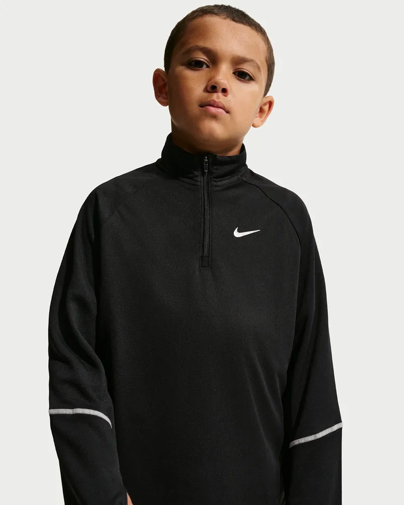 Nike Miler Dri-FIT Oberteil mit Halbreißverschluss (ältere Kinder) - Schwarz Schwarz