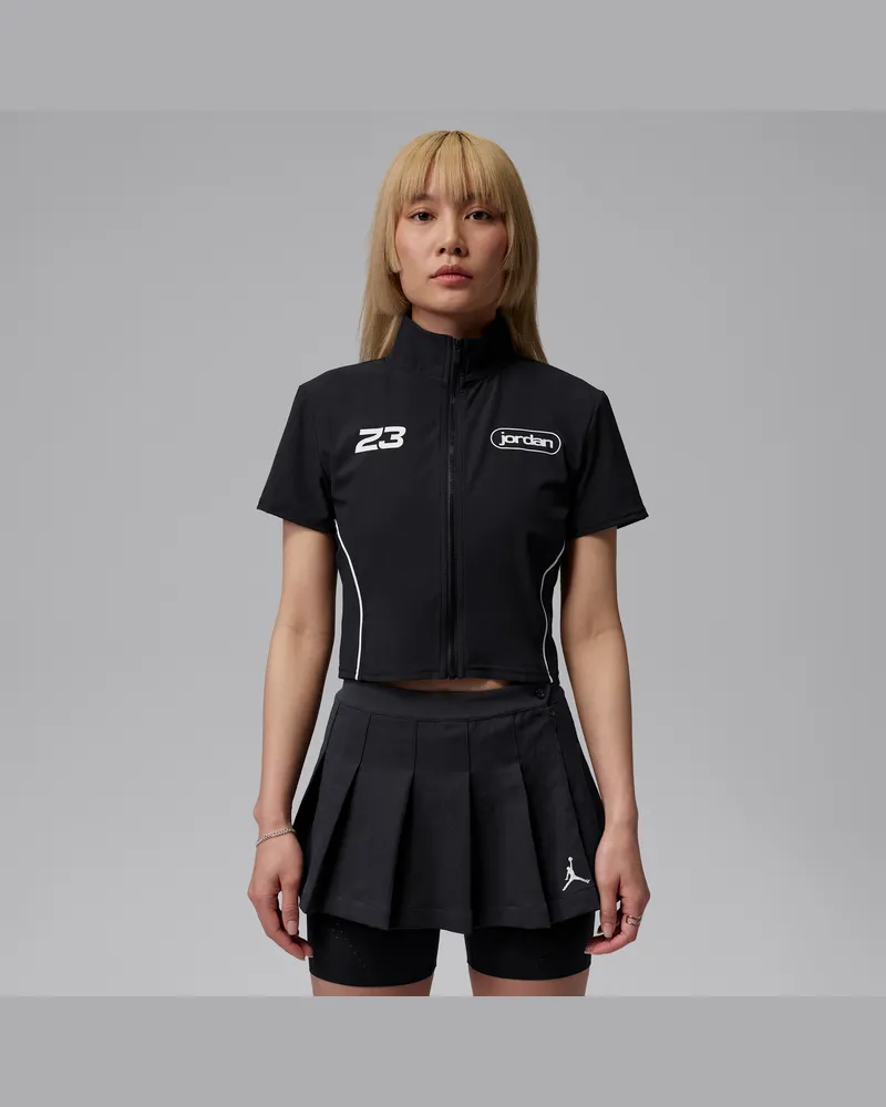 Jordan Brooklyn Damen-Oberteil mit durchgehendem Reißverschluss - Schwarz Schwarz