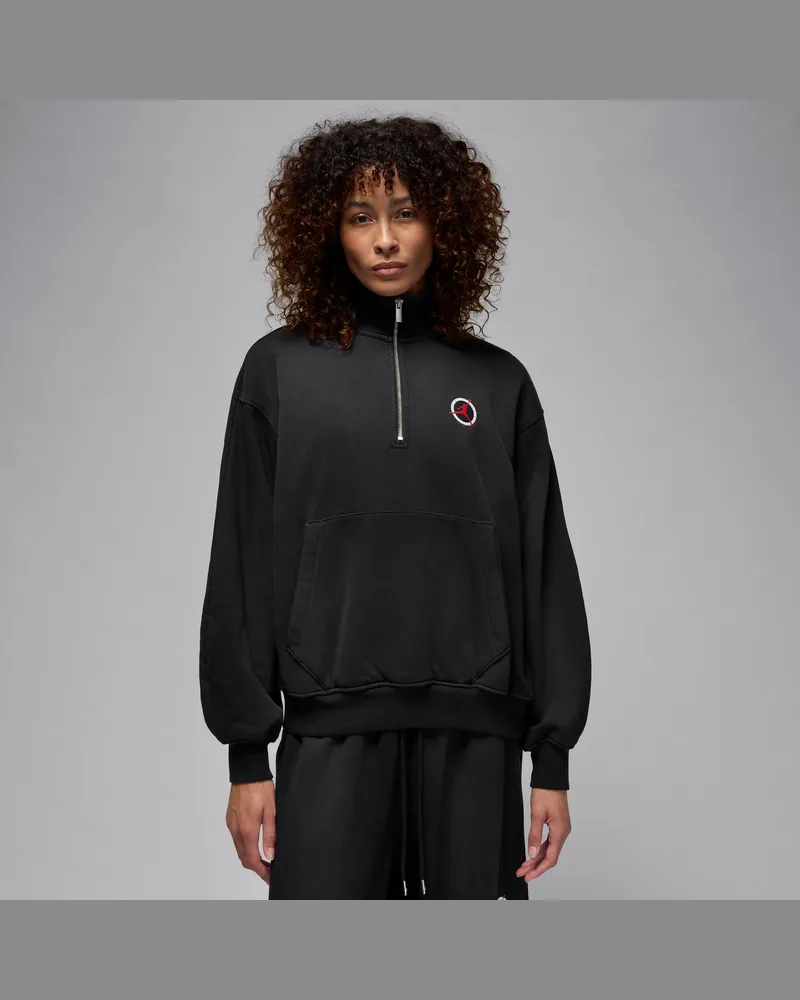 Jordan Flight Club Fleece-Pullover mit Viertelreißverschluss (Damen) - Schwarz Schwarz