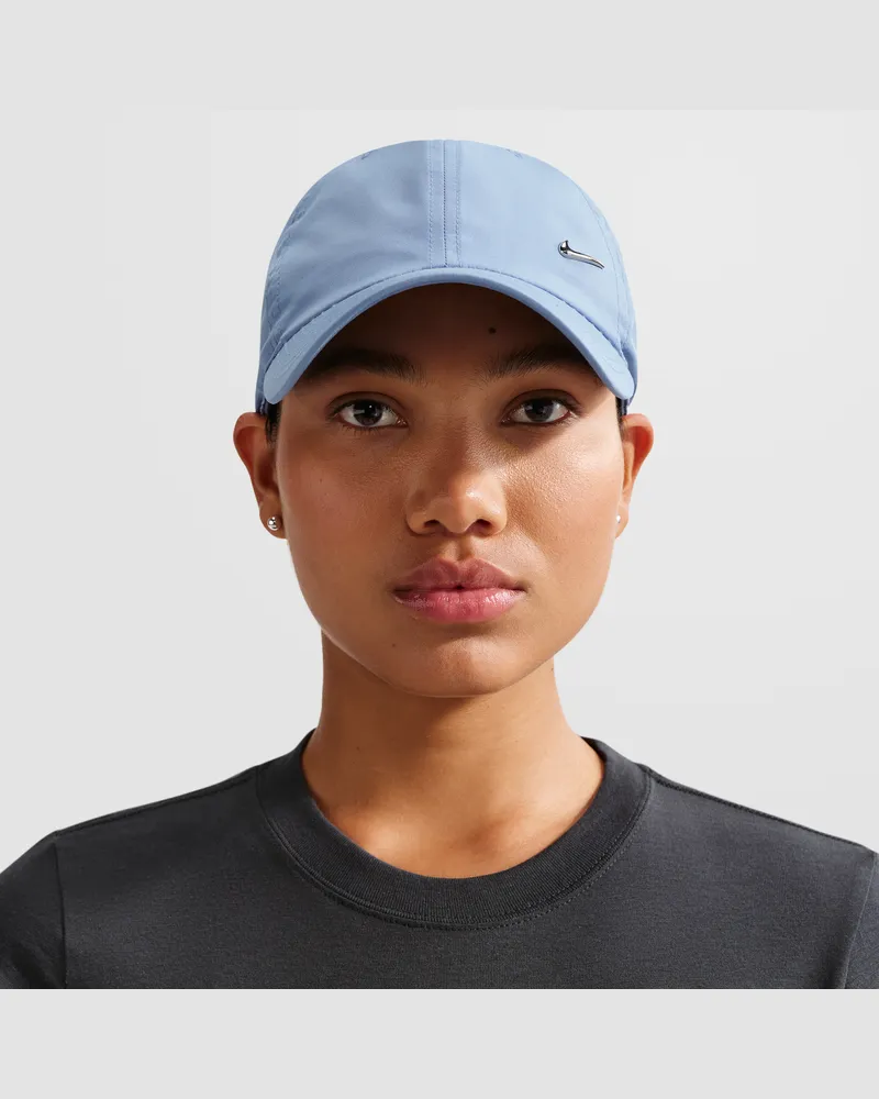 Nike Dri-FIT Club unstrukturierte Metall-Swoosh-Cap - Blau Blau