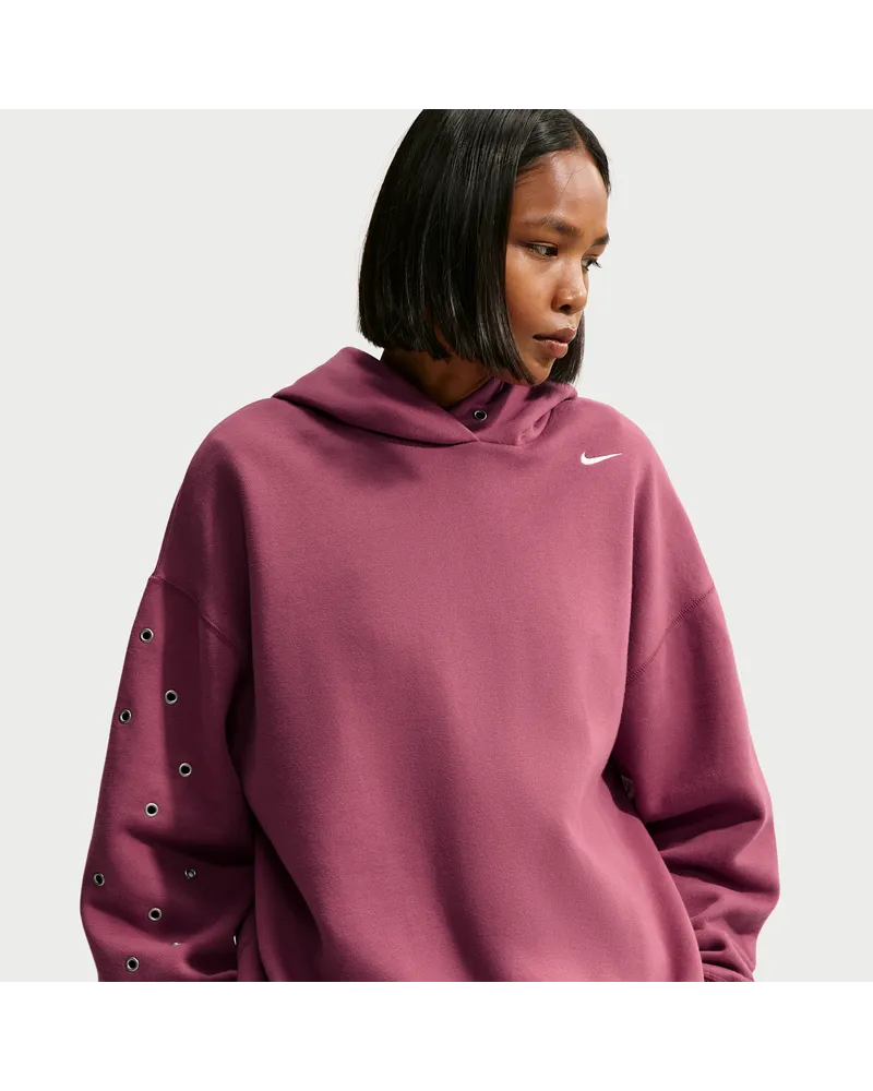Nike Studio Fleece Oversize-Kapuzenpullover aus mittelschwerem Material (Damen) - Rot Rot