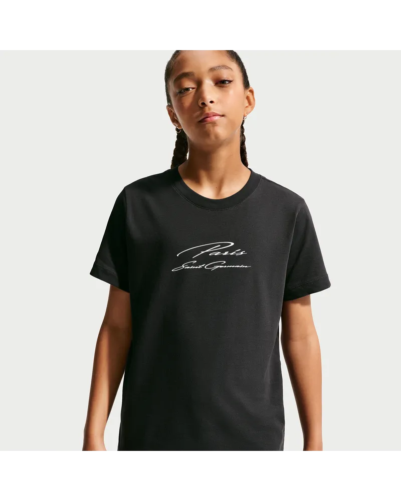 Nike Paris Saint-Germain Premium  Fußball-T-Shirt (ältere Kinder) - Schwarz Schwarz