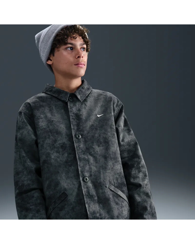 Nike Sportswear Metro Ground Button-Down-Oberteil (ältere Kinder, Jungen) - Schwarz Schwarz