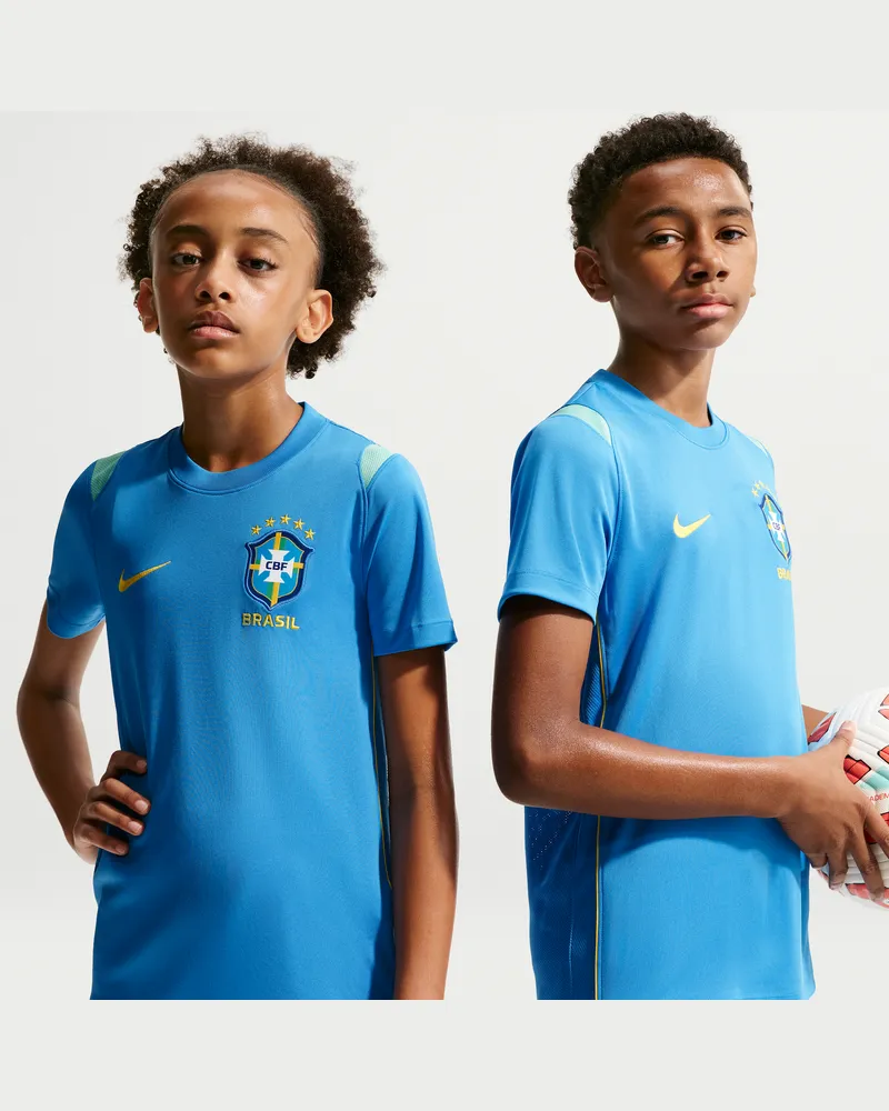 Nike Brazil Academy Pro  Dri-FIT Fußball-Kurzarmshirt aus Strickmaterial für ältere Kinder - Blau Blau
