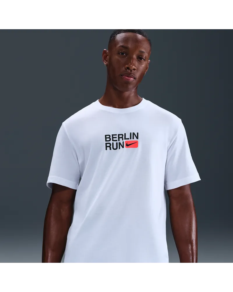 Nike kurzärmliges Lauf-T-Shirt mit Dri-FIT-Technologie (Herren) - Weiß Weiß