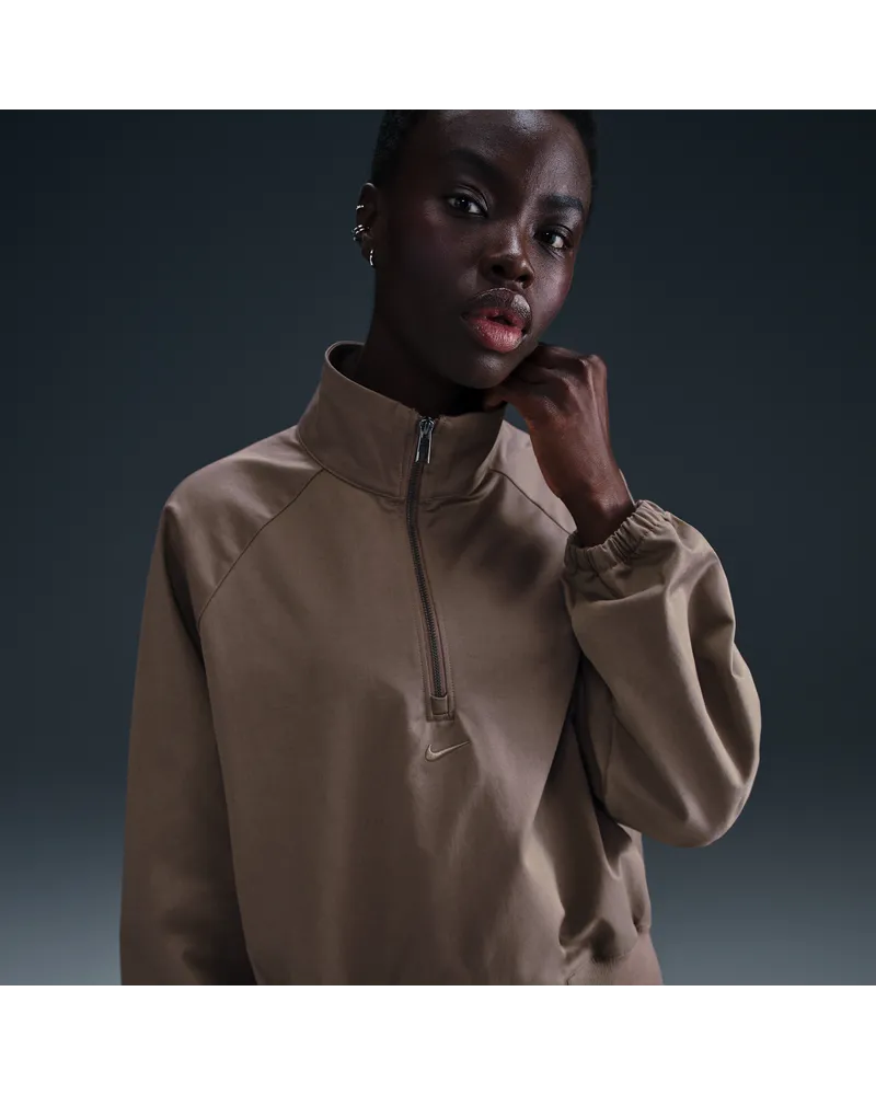 Nike Sportswear Collection Oversize-Oberteil aus Twill mit Viertelreißverschluss (Damen) - Braun Braun