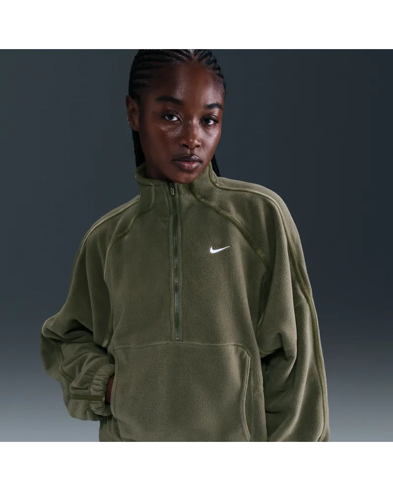 Nike One Therma-FIT Oberteil mit Halbreißverschluss (Damen) - Grün Grün
