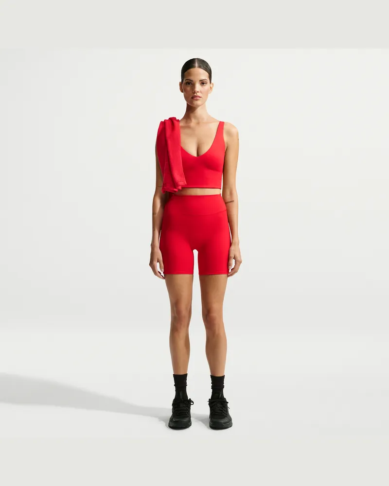 Nike SKIMS Matte Damen-Bike-Shorts mit hohem Bund (ca. 12,5 cm) - Rot Rot