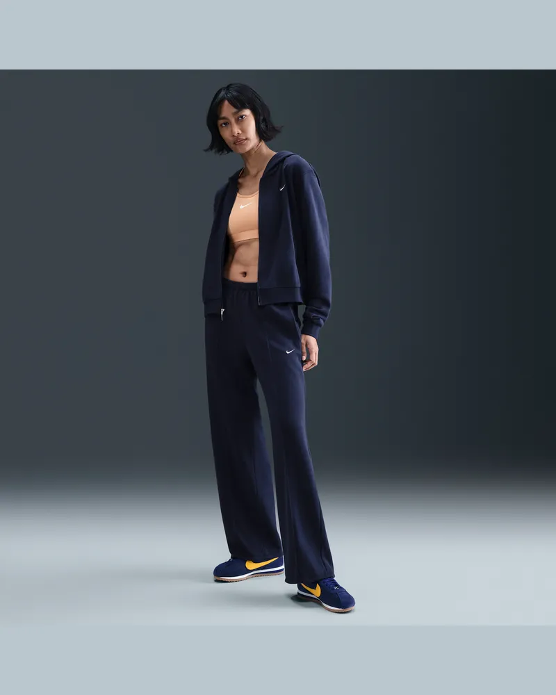 Nike Sportswear Chill Terry French-Terry-Hose mit mittelhohem Bund und offenem Saum (Damen) - Blau Blau