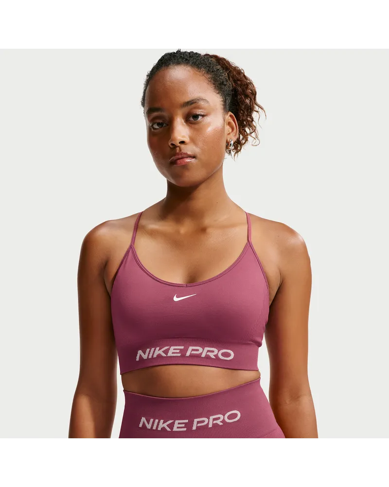 Nike Pro Seamless Sport-BH mit Polster und leichtem Halt - Rot Rot
