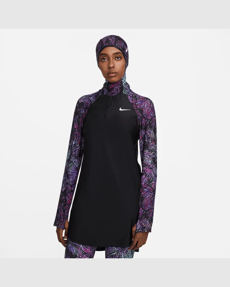 Nike Victory Essential Schwimm-Tunika mit durchgehendem Schutz für Damen - Schwarz Schwarz