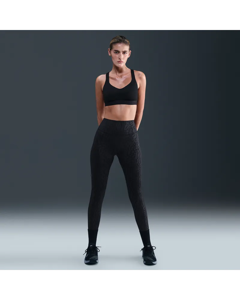 Nike Universa 7/8-Leggings mit hohem Bund und Print, ohne Frontnaht (Damen) - Schwarz Schwarz