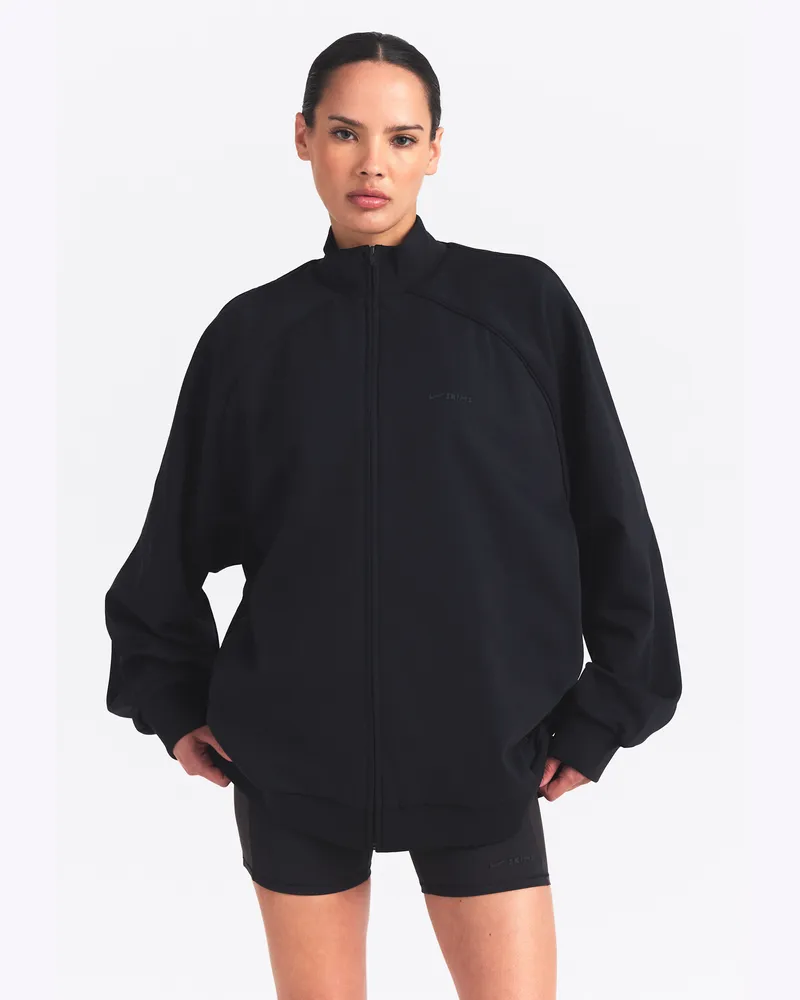 Nike SKIMS Matte Tricot Oversize-Trainingsjacke mit durchgehendem Reißverschluss für Damen - Schwarz Schwarz