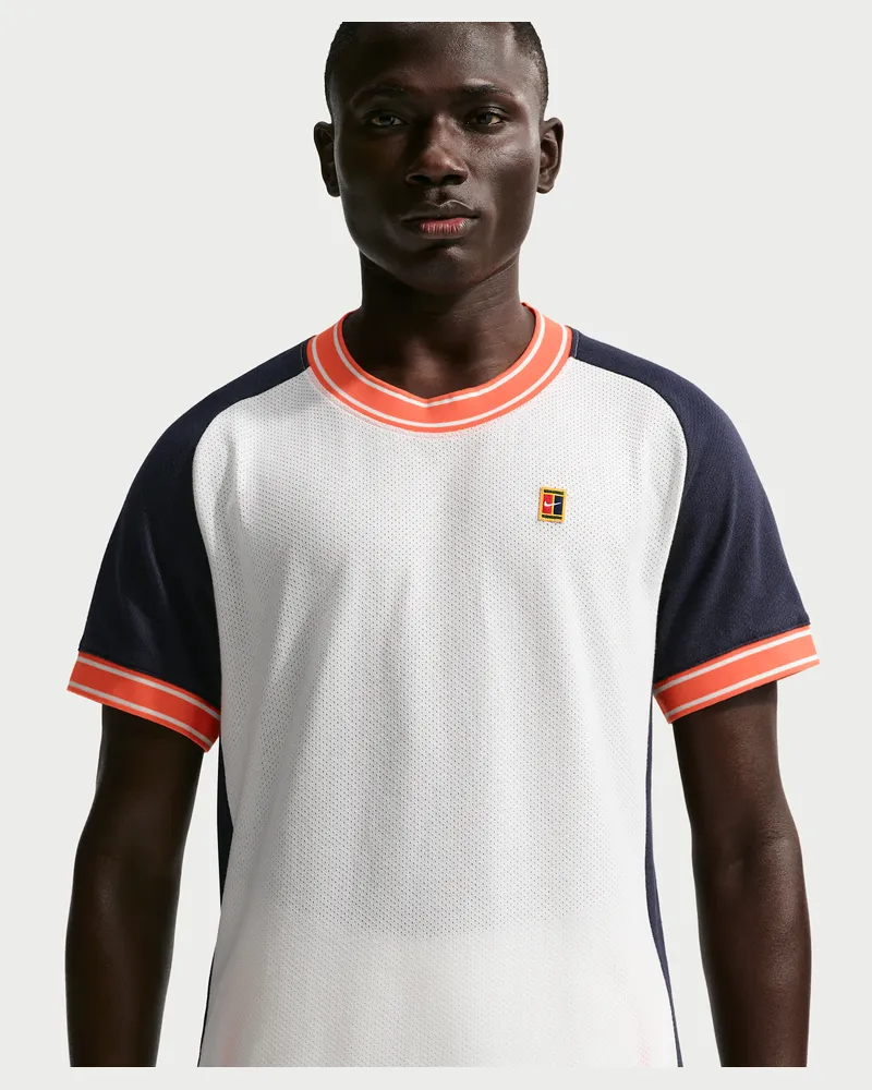Nike Court Heritage Kurzarm-Tennisoberteil für Herren - Weiß Weiß