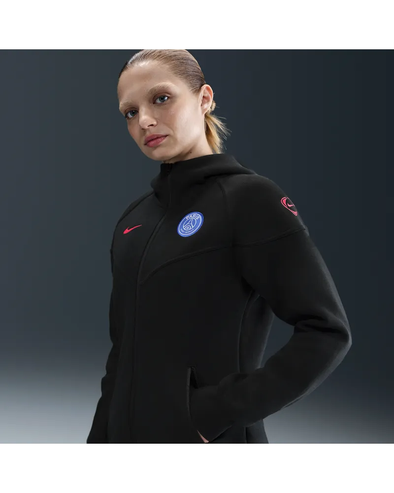 Nike Paris Saint-Germain Tech Windrunner Third  Total 90 Fußball-Kapuzenjacke aus Fleece (Damen) - Schwarz Schwarz