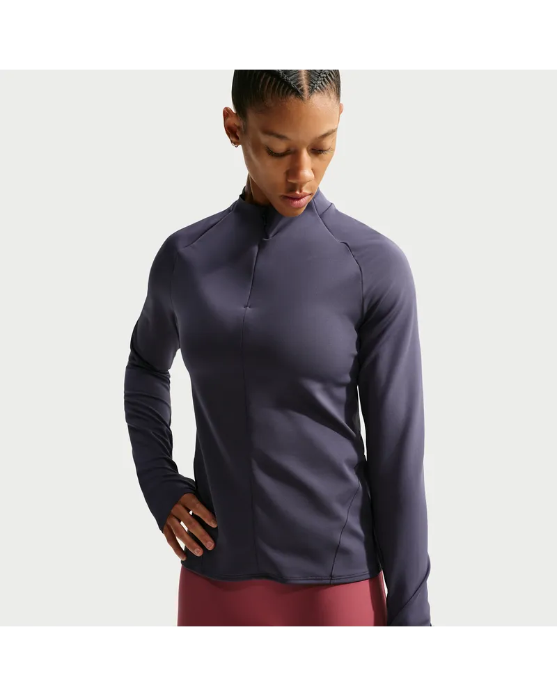 Nike Universa Longsleeve mit Viertelreißverschluss (Damen) - Grau Grau