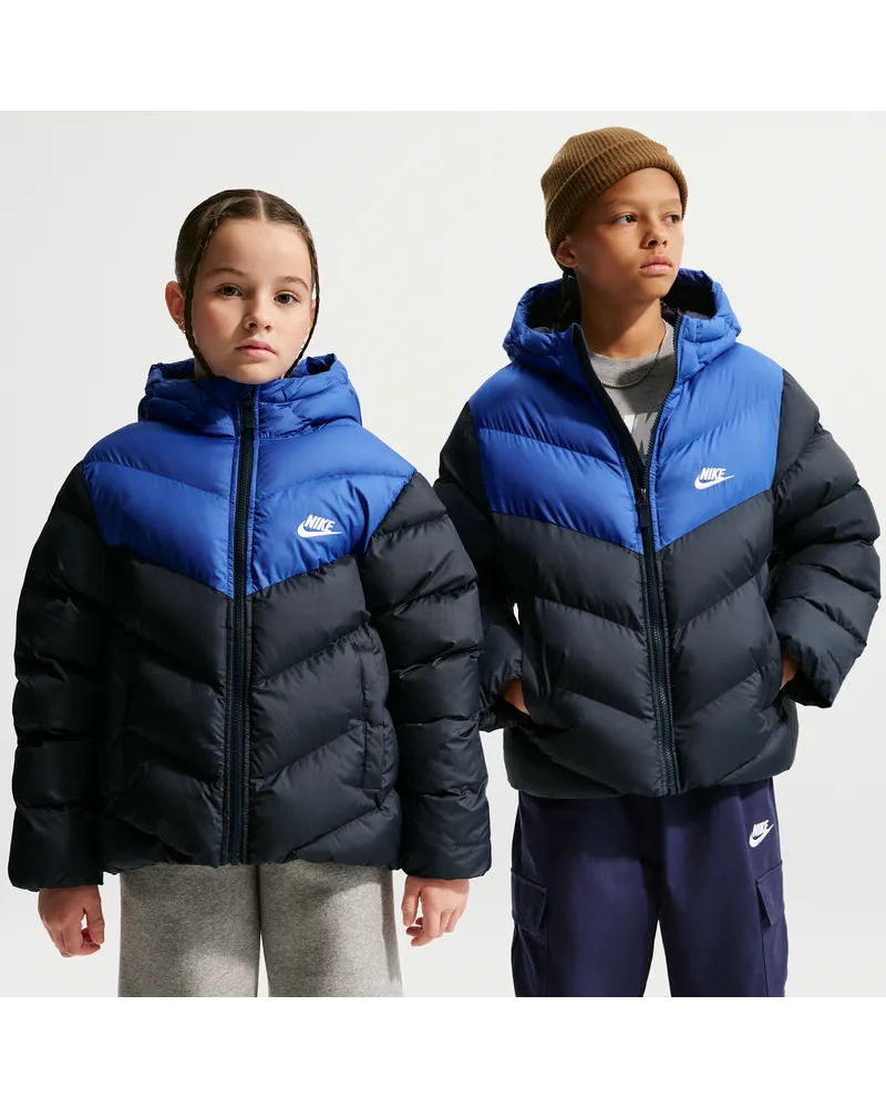 Nike All Day Play Therma-FIT-Puffer-Jacke mit weiter Passform (ältere Kinder) - Blau Blau