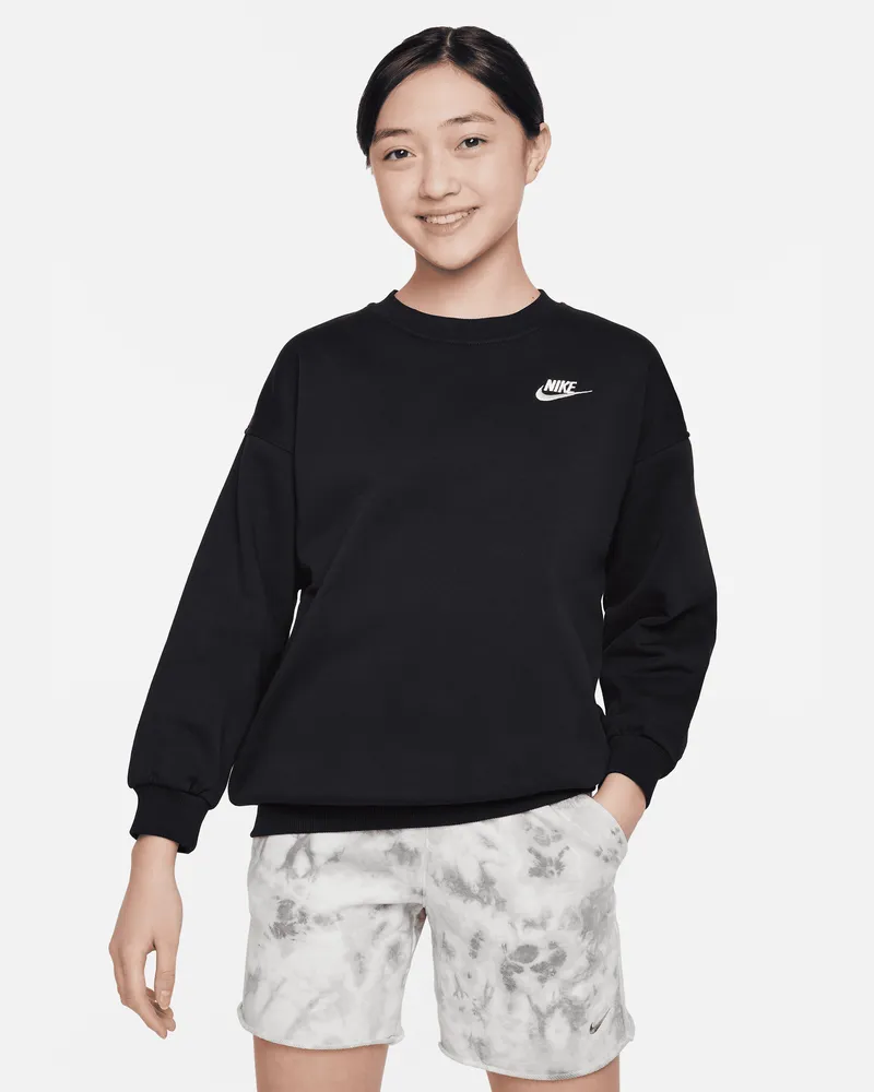 Nike Sportswear Club Fleece Oversize-Sweatshirt (ältere Kinder) - Schwarz Schwarz