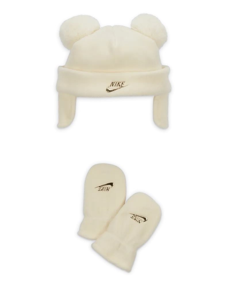 Nike Two-Pom Peak Baby Trapper Set zweiteiliges Mützen-Set für Babys - Weiß Weiß