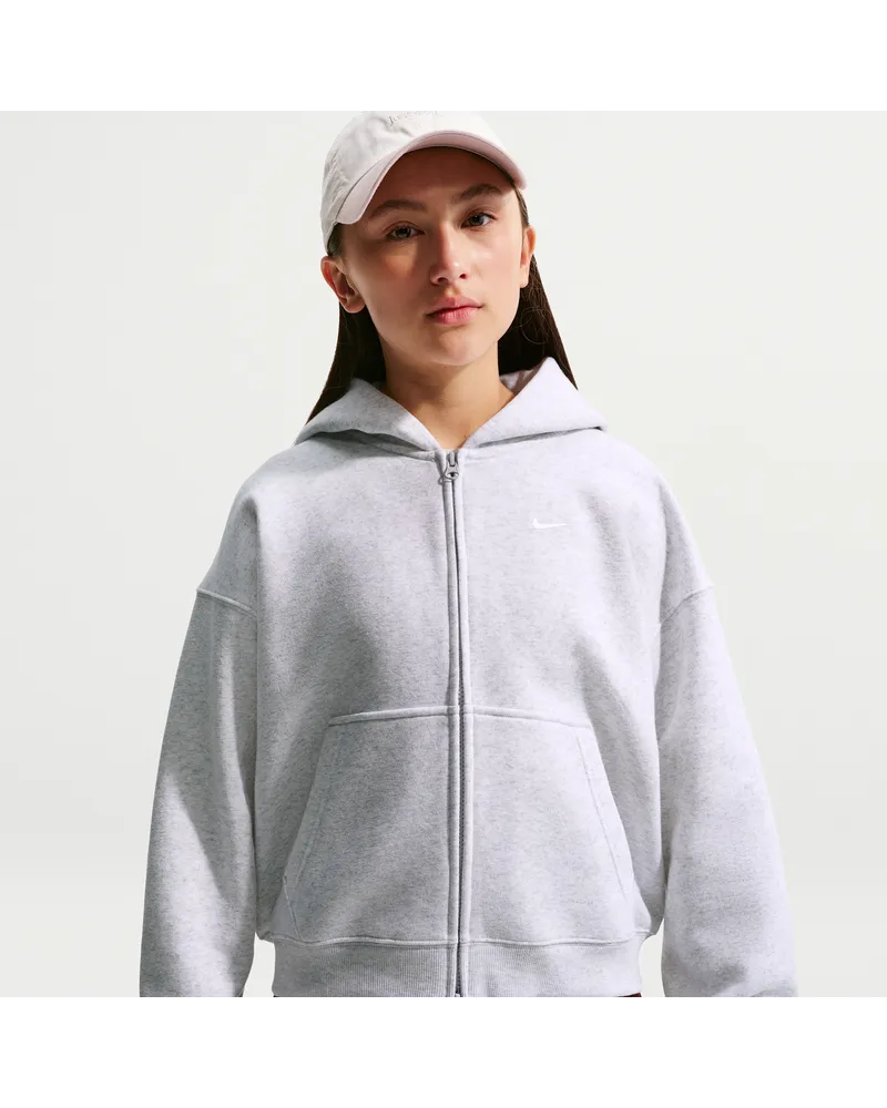 Nike Studio Fleece Oversize-Kapuzenjacke mit durchgehendem Reißverschluss (ältere Kinder, Mädchen) - Braun Braun