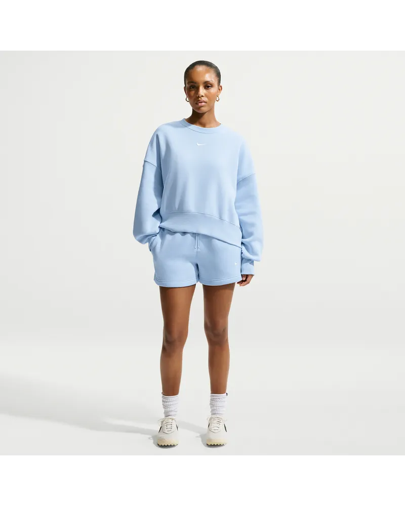 Nike Phoenix Fleece Shorts mit mittelhohem Bund (Damen, ca. 10 cm) - Blau Blau