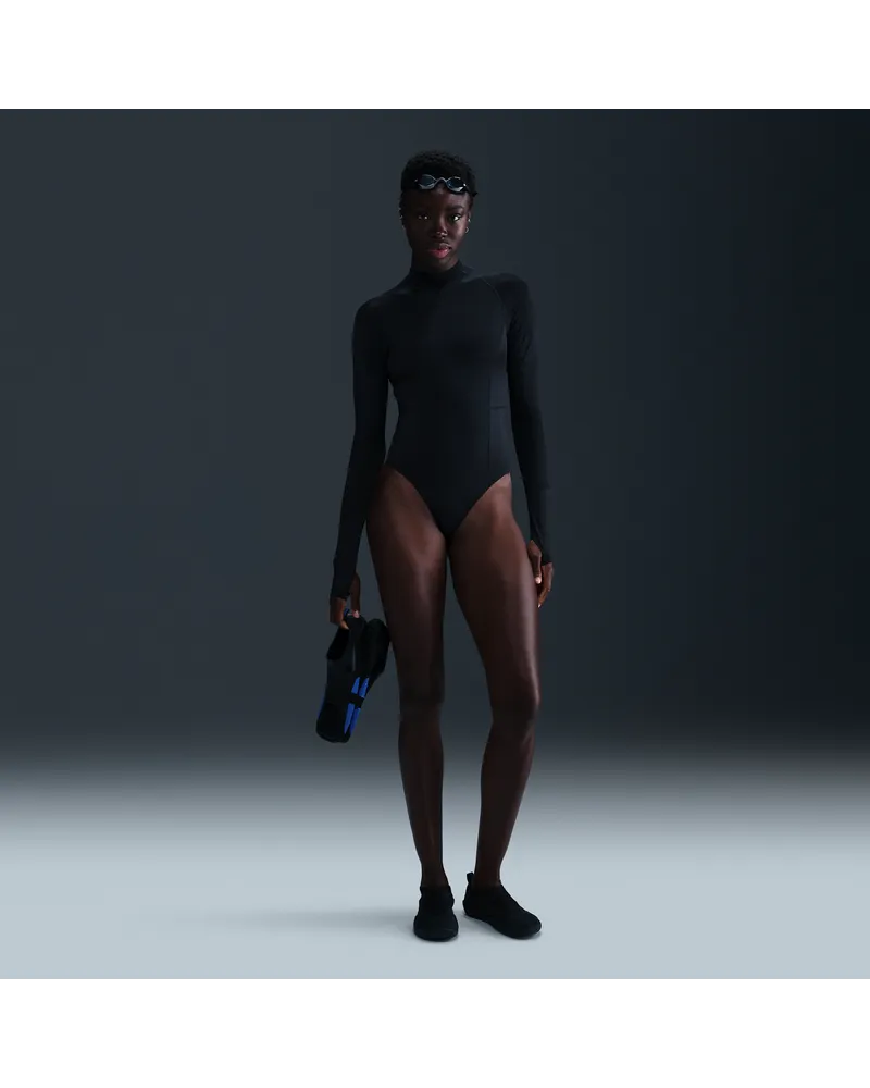 Nike Swim Fusion HydraLock Longsleeve-Einteiler (CB) (Damen) - Schwarz Schwarz