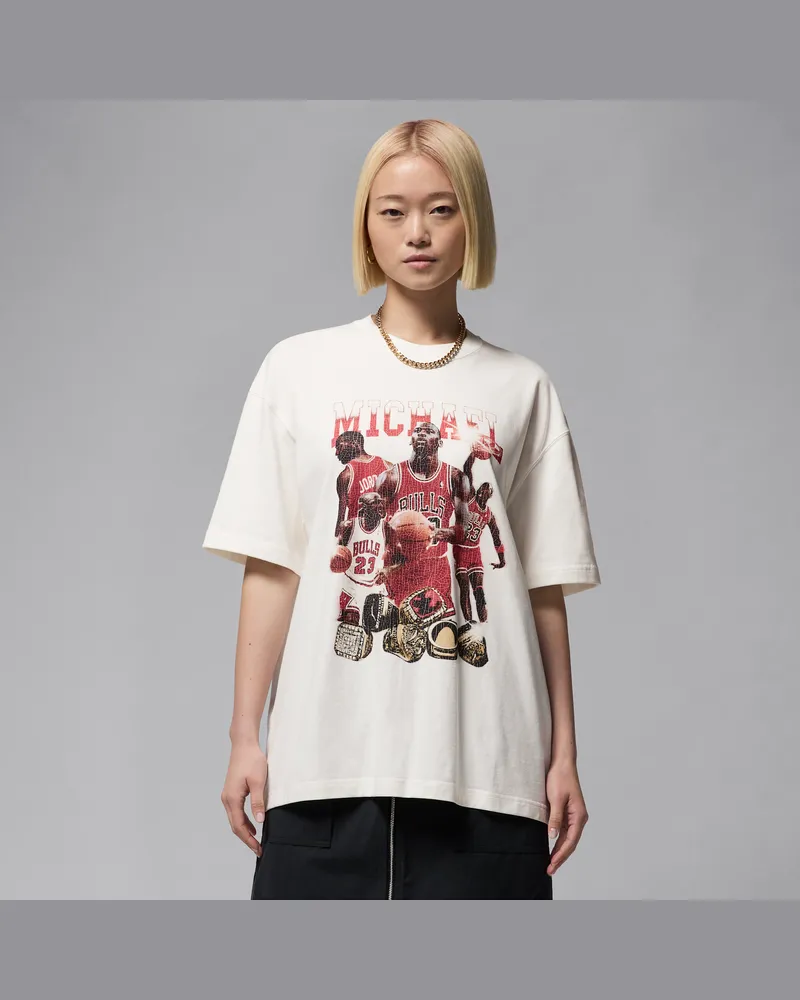 Jordan kurzärmliges Oversize-T-Shirt mit Grafik (Damen) - Weiß Weiß