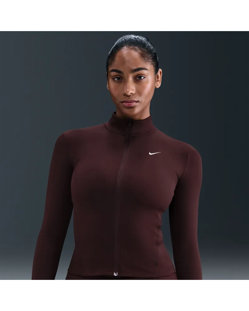 Nike One Fitted Dri-FIT-Jacke mit durchgehendem Reißverschluss für Damen - Rot Rot