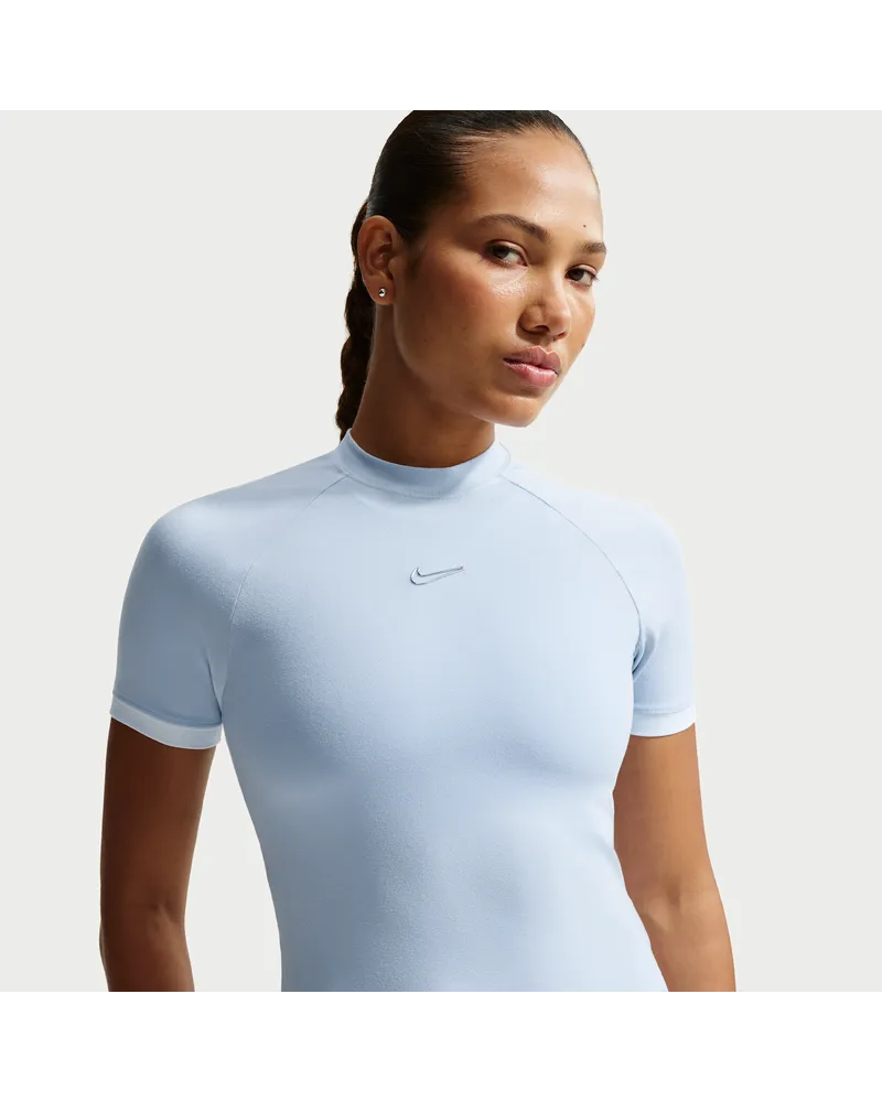 Nike Kurzarm-Oberteil mit enger Passform (Damen) - Blau Blau