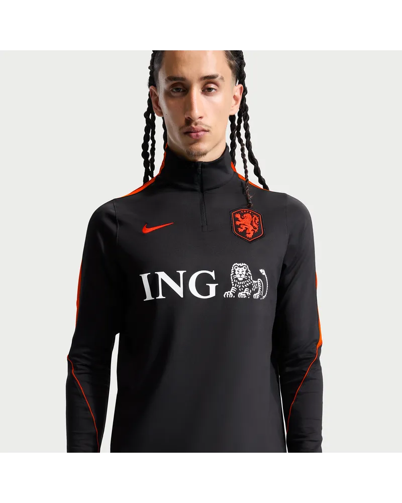 Nike Niederlande Strike  Dri-FIT Fußball-Drill-Oberteil für Herren - Schwarz Schwarz