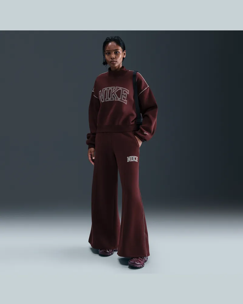 Nike Phoenix Fleece Damen-Trainingshose mit weitem Bein - Rot Rot