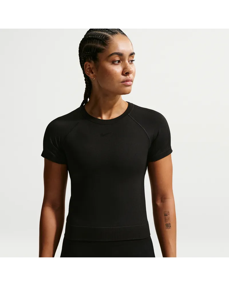 Nike Pro Seamless T-Shirt mit Dri-FIT-Technologie (Damen) - Schwarz Schwarz
