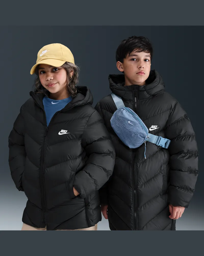Nike Sportswear All Day Play Therma-FIT-Puffer-Jacke mit weiter Passform (ältere Kinder) - Schwarz Schwarz