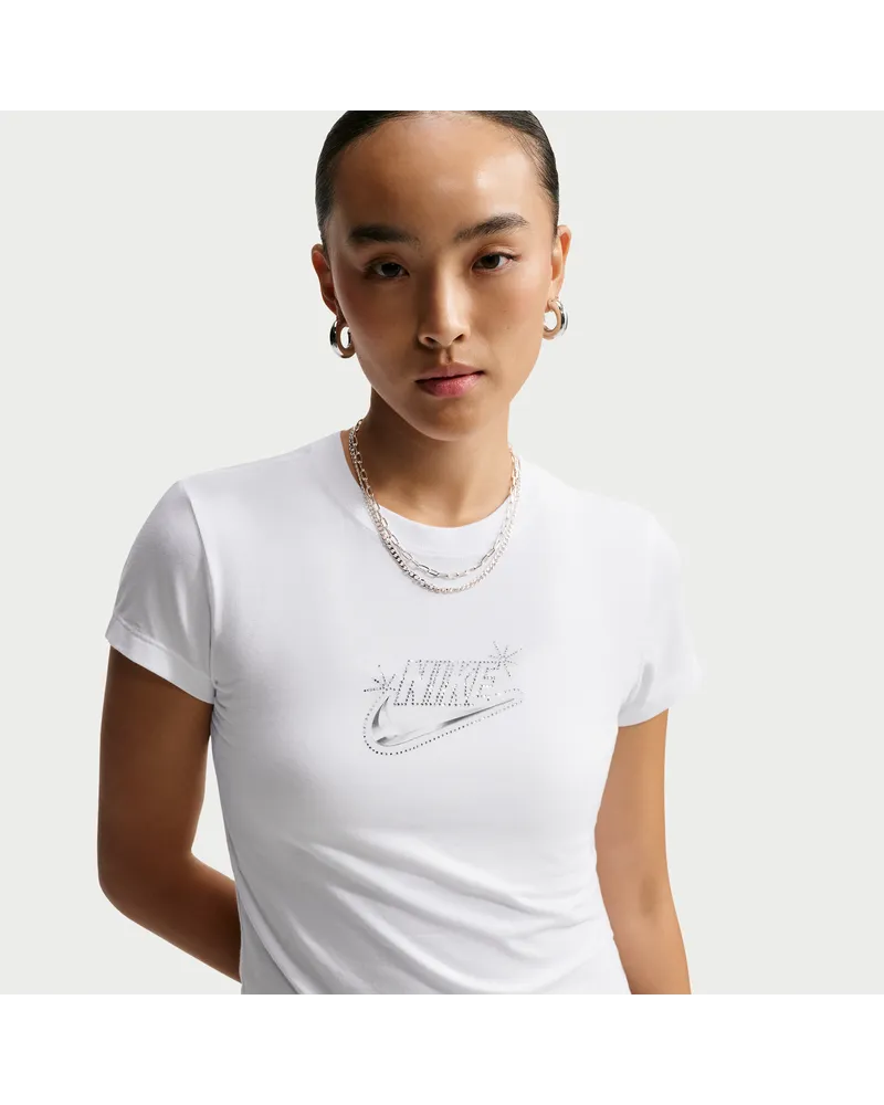 Nike Chill Knit schmal geschnittenes Kurz-T-Shirt (Damen) - Weiß Weiß