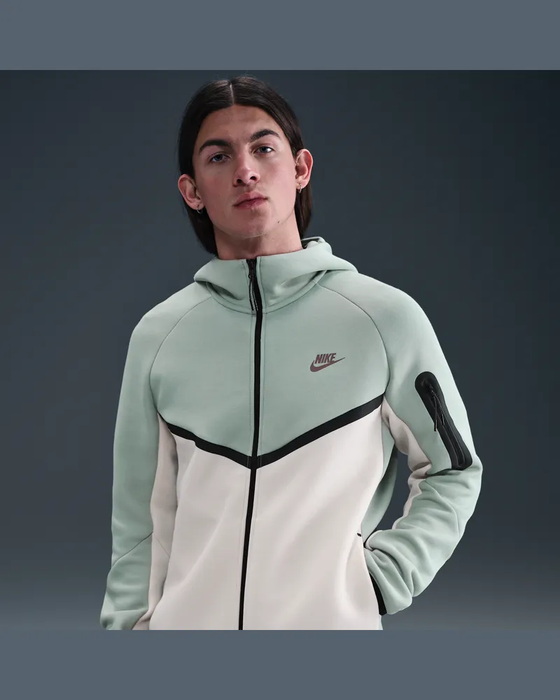 Nike Tech Windrunner-Jacke aus Fleece mit durchgehendem Reißverschluss (Herren) - Grau Grau