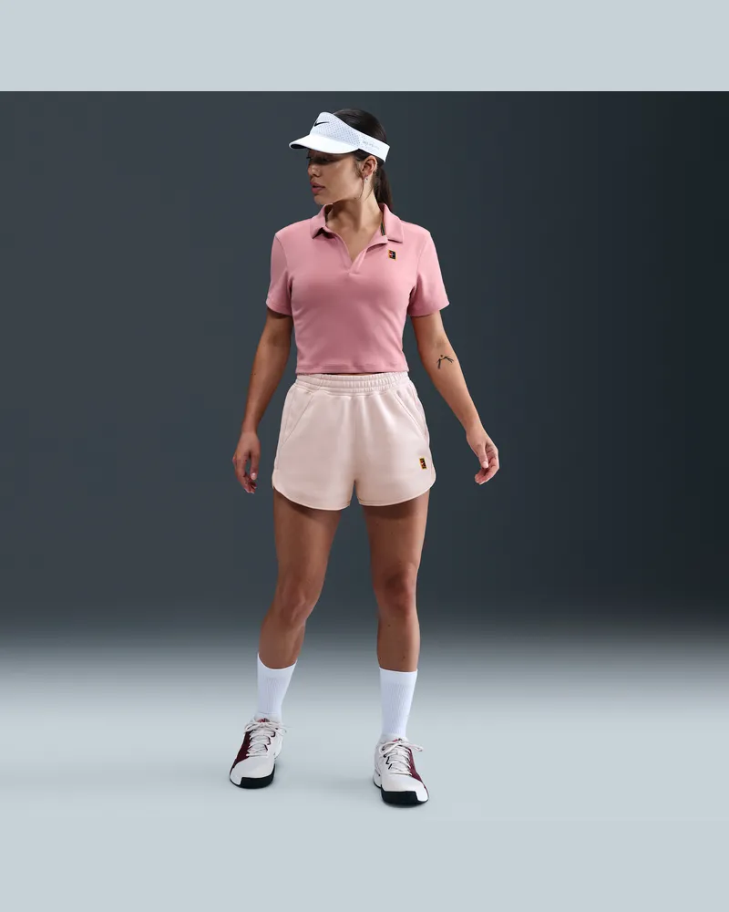 Nike Court Heritage Fleece-Tennisshorts mit mittelhohem Bund (Damen) - Pink Pink