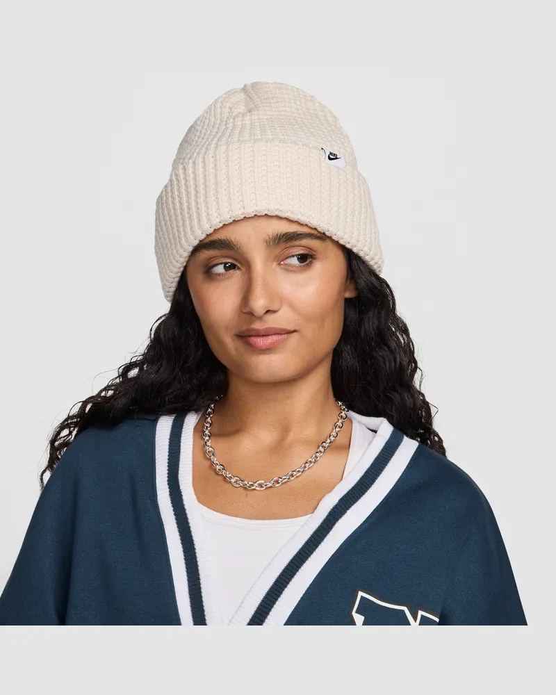Nike Peak Strick-Beanie mit Waffelmuster - Braun Braun