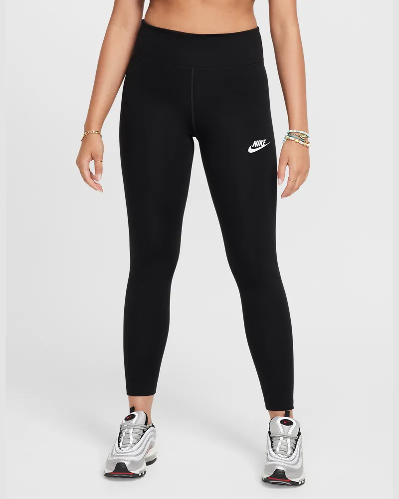 Nike Classic Leggings mit hohem Taillenbund für Mädchen - Schwarz Schwarz