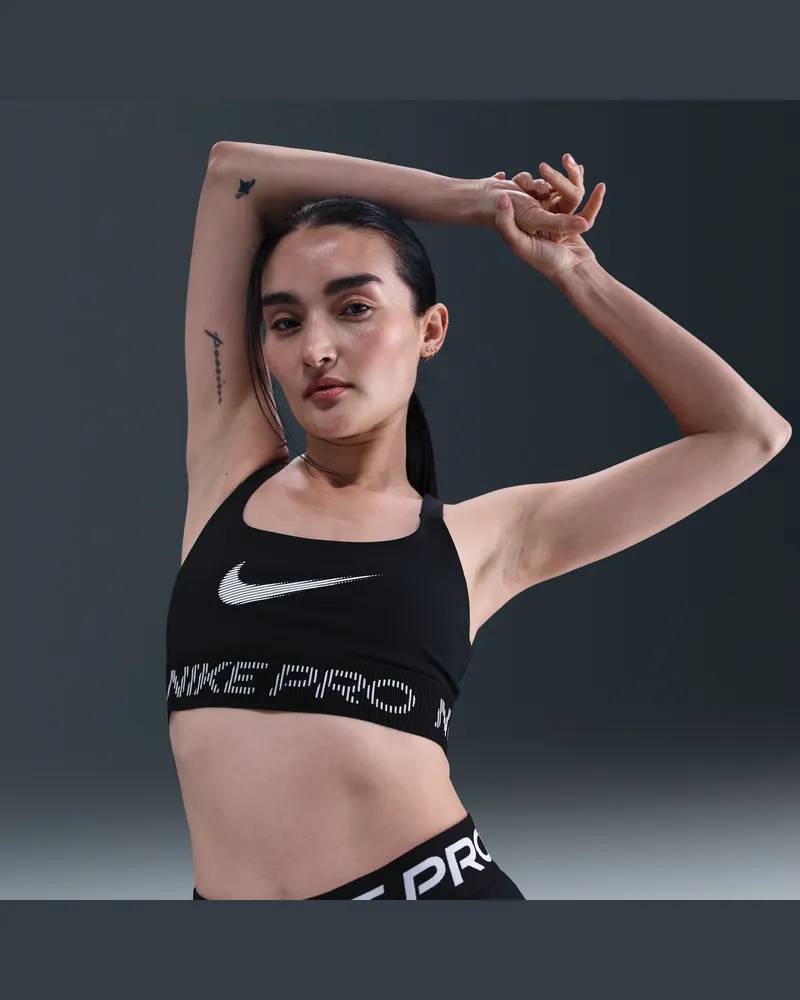 Nike Pro ungepolsterter Sport-BH mit leichtem Halt - Schwarz Schwarz