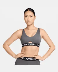 Nike Pro Indy Plunge gepolsterter Sport-BH mit mittlerem Halt - Grau Grau