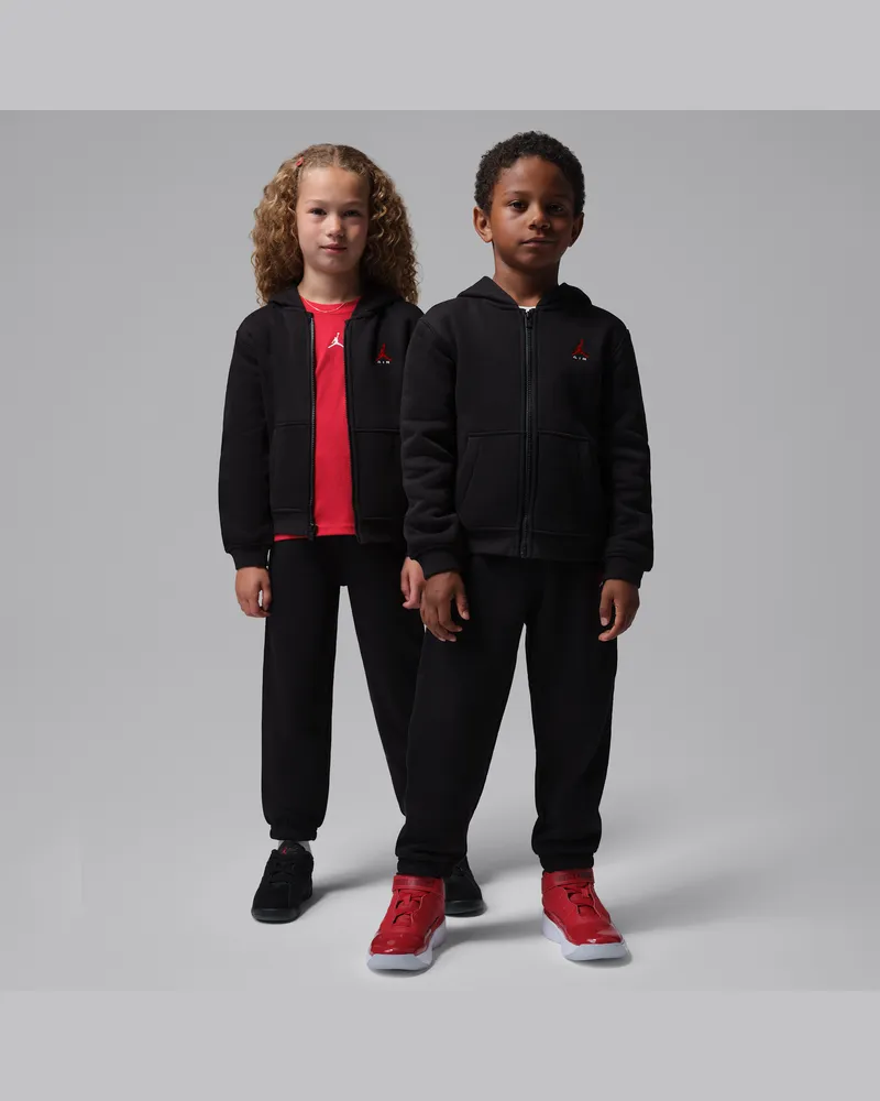 Jordan Brooklyn Fleece 2-teiliges Kapuzenjacken-Set mit durchgehendem Reißverschluss (jüngere Kinder) - Schwarz Schwarz
