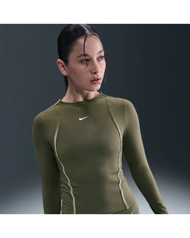 Nike One Fitted Dri-FIT Longsleeve-Oberteil für Damen - Grün Grün