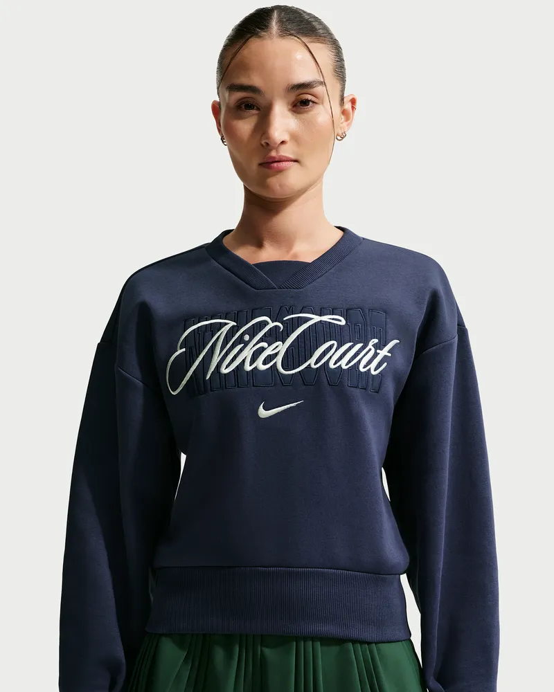 Nike Court Collection Tennisoberteil mit Rundhalsausschnitt (Damen) - Blau Blau