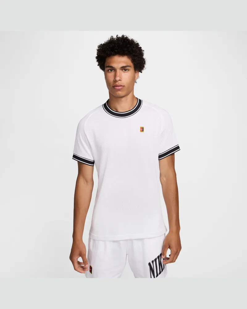 Nike Court Heritage Kurzarm-Tennisoberteil für Herren - Weiß Weiß